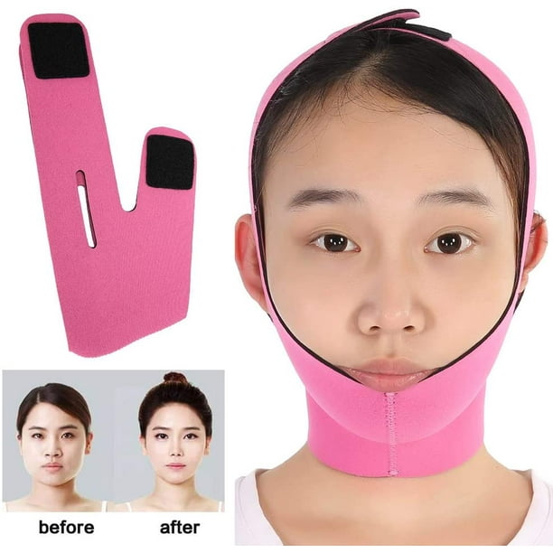 double chin remover, Face Slimming Belt, Bandage Belt Mask Face Lift Double  Chin Skin Strap(Pink) double chin reducer