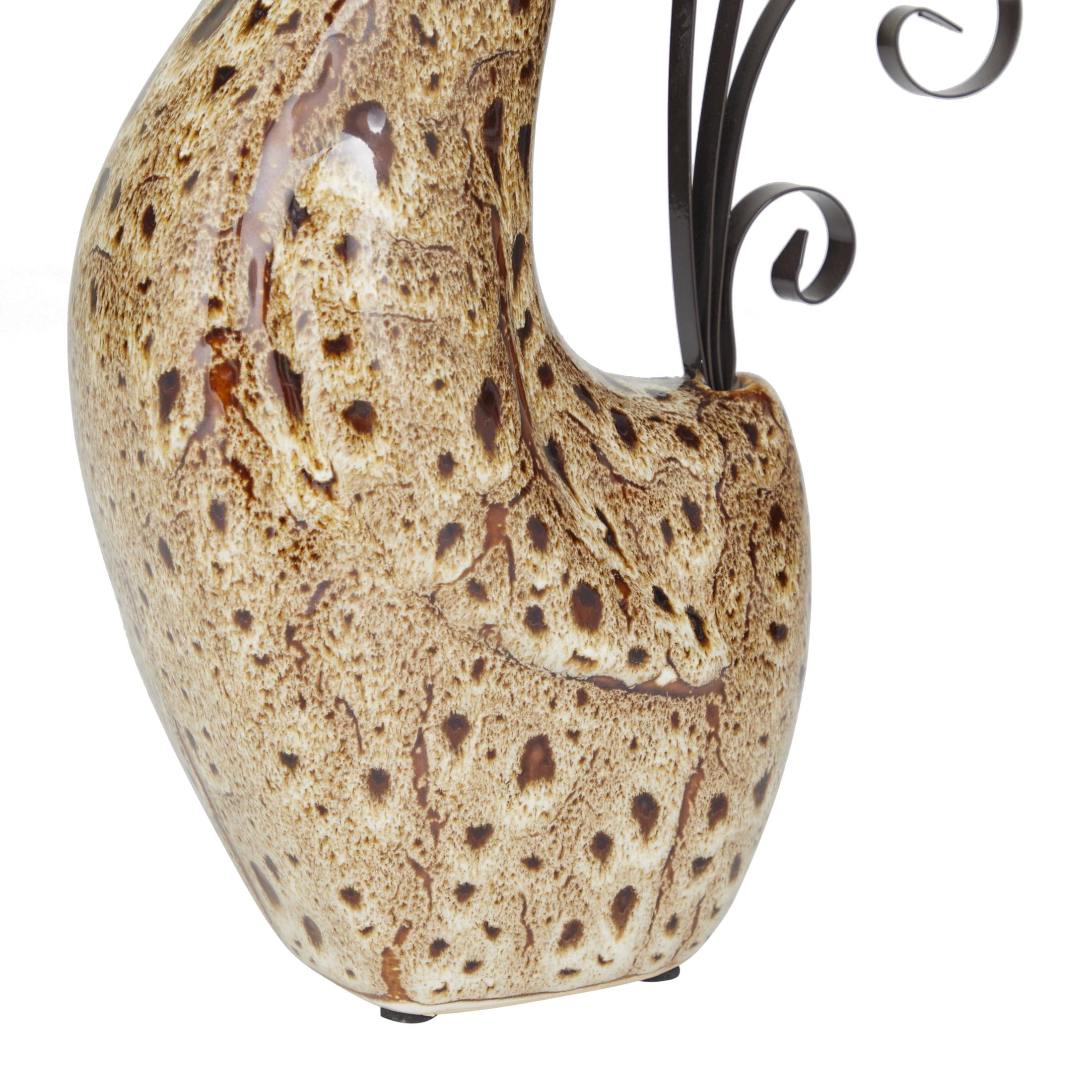 DecMode 10" Indoor Outdoor Standing Rooster Garden Sculpture with Reactive Glaze Finish (2 Pack)