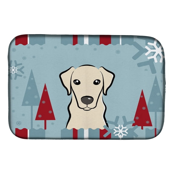 Carolines Treasures BB1718DDM Winter Holiday Yellow Labrador Dish Drying Mat 14 x 21" multicolor