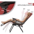 thumbnail image 6 of Folding Zero Gravity Chairs Set of 2, Outdoor Reclining Camping Chairs, Patio Lounge Recliners with Side Table & Cup Holder Tray, Maroon, 6 of 26