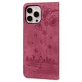 thumbnail image 3 of Dteck iPhone12 Pro Max Case,Sakura Cat Embossed PU Premium Leather Wallet Card Cash Slots Ultra-Slim Magnetic Flip Shockproof Kickstand  Cover for iPhone 12 pro max 6.7 inch,Red, 3 of 7