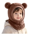 thumbnail image 5 of Wxirdrow Toddler Winter Hat Baby Kid Beanies Boys Hats /Winter Baby Warmth Adding CuteEared Hooded Windproof Hat Scarf Cap Brown,6-36 Months, 5 of 9
