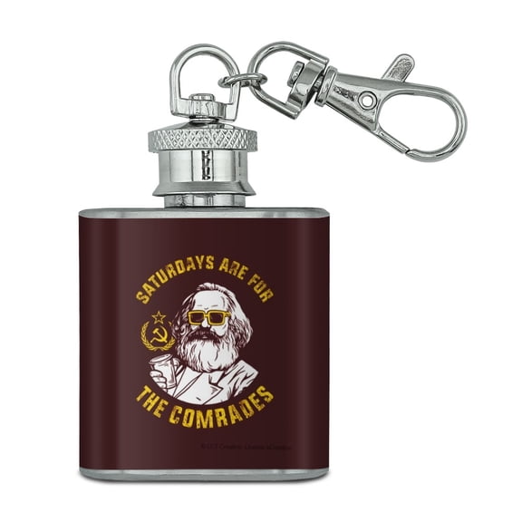 Saturdays Are For The Comrades Communists Funny Humor Stainless Steel 1oz Mini Flask Key Chain