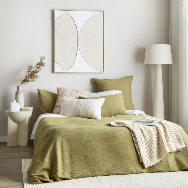 Bouclair Green Muslin Duvet Cover Set Queen