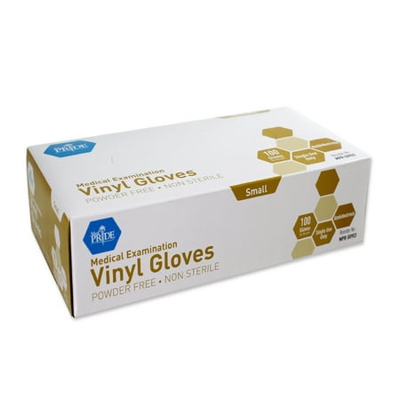 MedPride Vinyl Exam Gloves, Powder-Free, Small, Box of 100