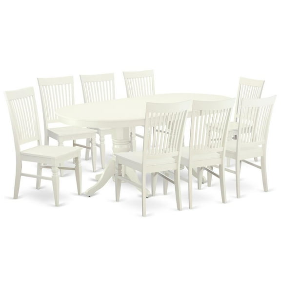 East West Furniture Dining Room Set Linen White, VAWE9-LWH-W