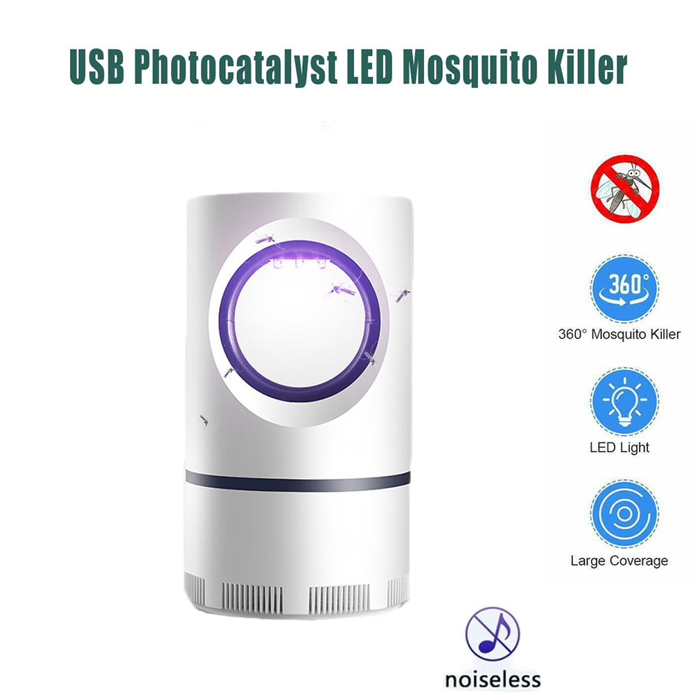 USB Photocatalyst Mosquito Lamp Electric Fly Repellent Killer Pest Control White 