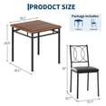 thumbnail image 2 of 3 Piece Modern Dining Table Set for 2, Space Saving Kitchen Table and Chairs with Sturdy Steel Frame, Ideal for Small Space, Apartment, Dining Room, Studio, Walnut, 2 of 9