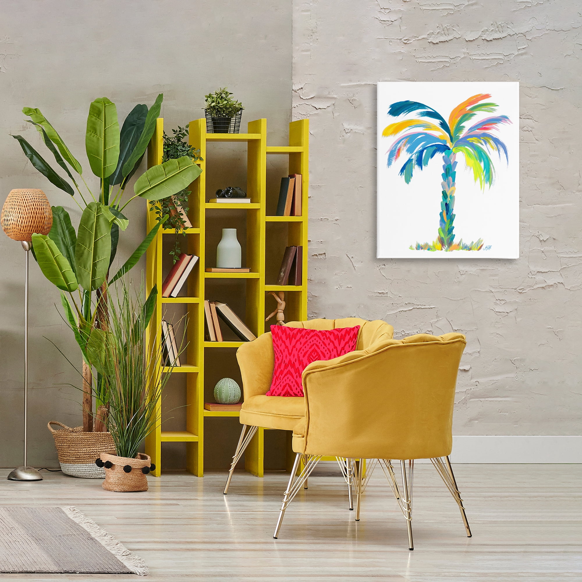 Stupell Industries Bold Brushed Palm Botanical & Floral Painting Gallery Wrapped Canvas Art Print Wall Art, 24 x 30