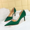 thumbnail image 4 of Zapatos de tacón alto versátiles, profesionales, con huecos laterales, puntiagudos y de muescas poco profundas para mujeres, zapatos de tacón medio clásicos para mujeres solteras, 4 of 5