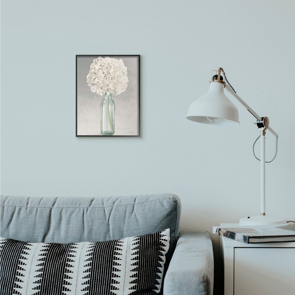 Stupell Industries Beautiful Jar Flowers Grey Green Painting Framed Giclee Texturized Art by James Wiens