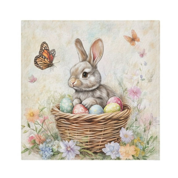 WOBOGO Gray Easter Rabbit Cloth Napkins 1 Piece Soft Elegant Touch Durable Absorbent Quick Drying for Elegant Dining