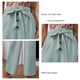 thumbnail image 5 of Pantalones anchos de pierna verde 2XL, color sólido, cintura con lazo, botones en la parte delantera, ajuste holgado informal para vacaciones, citas, trabajo y estilo diario, 5 of 6