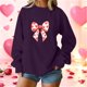thumbnail image 1 of TaTaai Women's Valentine Bow Heart Print Sweatshirt, Cute Loose Pullover Top, Romantic Christmas Date Night Blouse, Soft Long Sleeve Casual Wear Gift, 1 of 4
