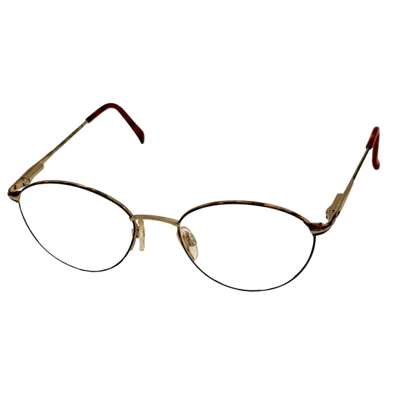 Bob Mackie Gold Tortoise Soft Oval Eyewear Metal Frame,  BM 780. 53mm