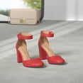 thumbnail image 2 of Zapatos de Tacón Cuadrado Angela en Gamuza Roja para Mujer DREAM PAIRS Talla 8.5, 2 of 8