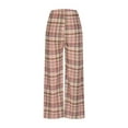 thumbnail image 3 of Women's Plaid Wide Leg Pants Casual Elastic High Waist Casual Trendy Long Pants Loose Fit Lounge Pants Trousers,Free Size, 3 of 4