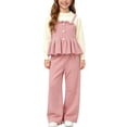 thumbnail image 3 of ITSAME Girls 2-Piece Long Sleeve Peplum Top and Pants Set Fall Winter Casual Knit Clothing Outfit Pink Size 5T, 3 of 7