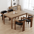 thumbnail image 4 of Guyou PU Leather Dining Chairs - Set of 2, 24" Wide Barrel Back Armchairs for Dining Room & Kitchen, Modern Curved Back Chairs with Black Wood Frame, Black, 4 of 8