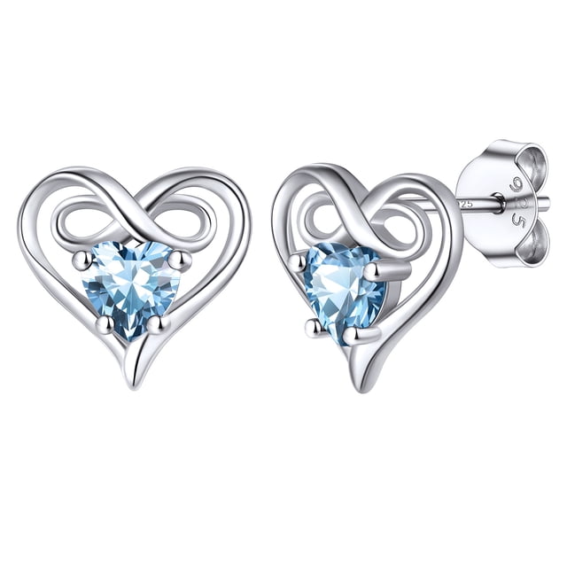 Pendientes Silvora Dainty con piedras preciosas para mujer, plata de ley, corazón infinito, regalo de joyería para cumpleaños o Navidad