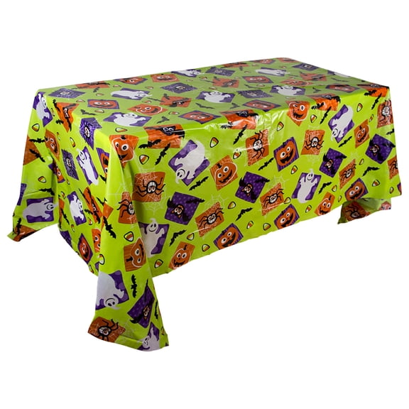 Clearance Under $0.79! 1PC Halloween Table Cover, Pumpkin Print Plastic Cloth for Parties, Plastic, (51x86in, E)