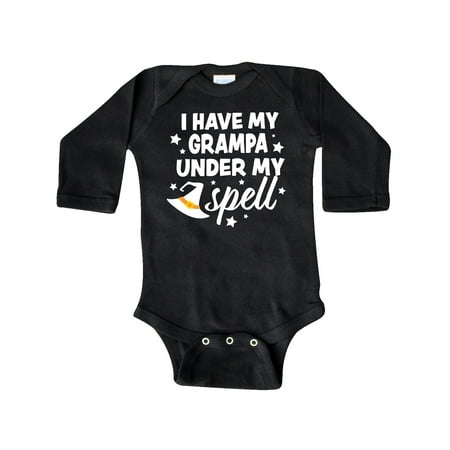 

Inktastic I Have My Grampa Under My Spell with Cute Witch Hat Gift Baby Boy or Baby Girl Long Sleeve Bodysuit