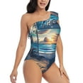 thumbnail image 3 of Sikiie Ocean View Bedroom Print Women One Piece Swimsuits Tummy Control One Shoulder Bathing Suits Ruffle Swimwear, From S to XXL-X-Large, 3 of 6