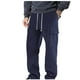 thumbnail image 1 of Pantalones largos para hombre, de lino y cintura elástica, transpirables, cómodos, suaves, con bolsillos cargo, informales., 1 of 6