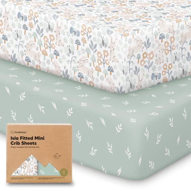 Juego de Sábanas Ajustables KeaBabies Isla 96x66 cm Paquete de 2 para Mini Cuna