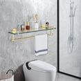 thumbnail image 5 of Bathroom Glass Shelf with Railing, Floating Tempered Glass Bathroom Wall Shelf Rectangle 20 Inch Over The Toilet Storage Cabinet, Gaming Floating Shelves, Bathroom Accessories and Home Decor, 5 of 9