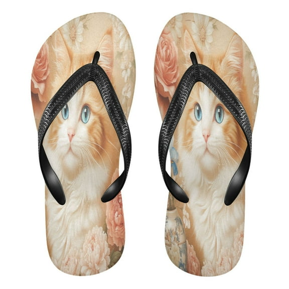 YAZAOOSummer Flip Flops Creatively Fluffy Companion with Blooms Simple Beach Sandals