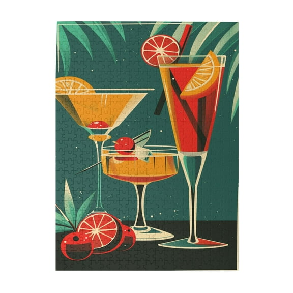 500 PCS Classic Cocktails 500 piece puzzle for adults,Stress relieving pleasure,Unique Artwork for Adults,Unique Style Cocktail Wooden Puzzles as Home Decoration,Stunning Artwork