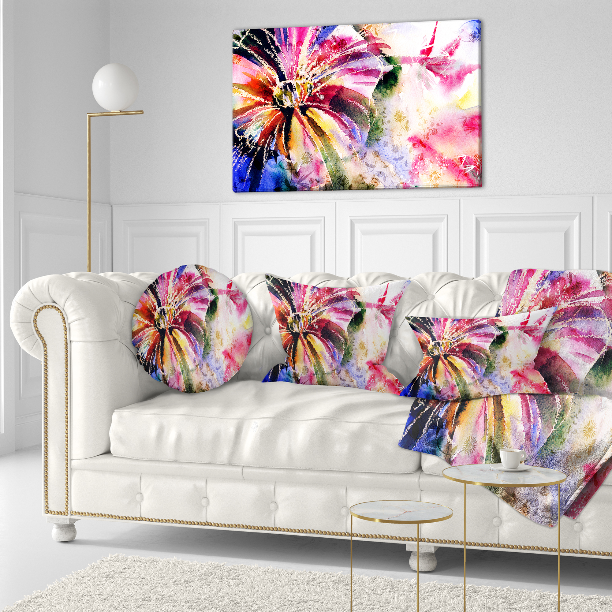 Designart Flowers in a Collage - Floral Throw Pillow - 12x20