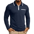 thumbnail image 2 of Timegard Quarter Zipper Tops for Men Lapel V Neck Long Sleeve Golf Shirts for Men Fitting Comfy Casual Tops with Pocket(Dark Blue,XXXL), 2 of 6