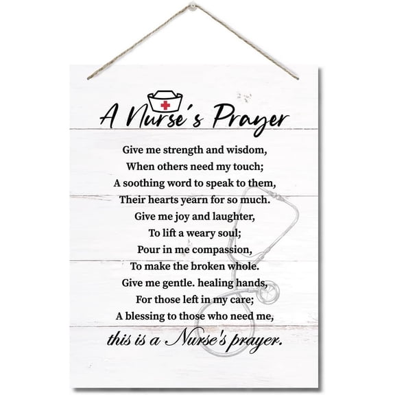 Zomyto A Nurse's Prayer Inspirational Decor Sign, Nurse Gifts Wall Decor, Hanging Printed Wall Plaque Wood Signs, Home or Office Decor, Nurse Gift 10X8in