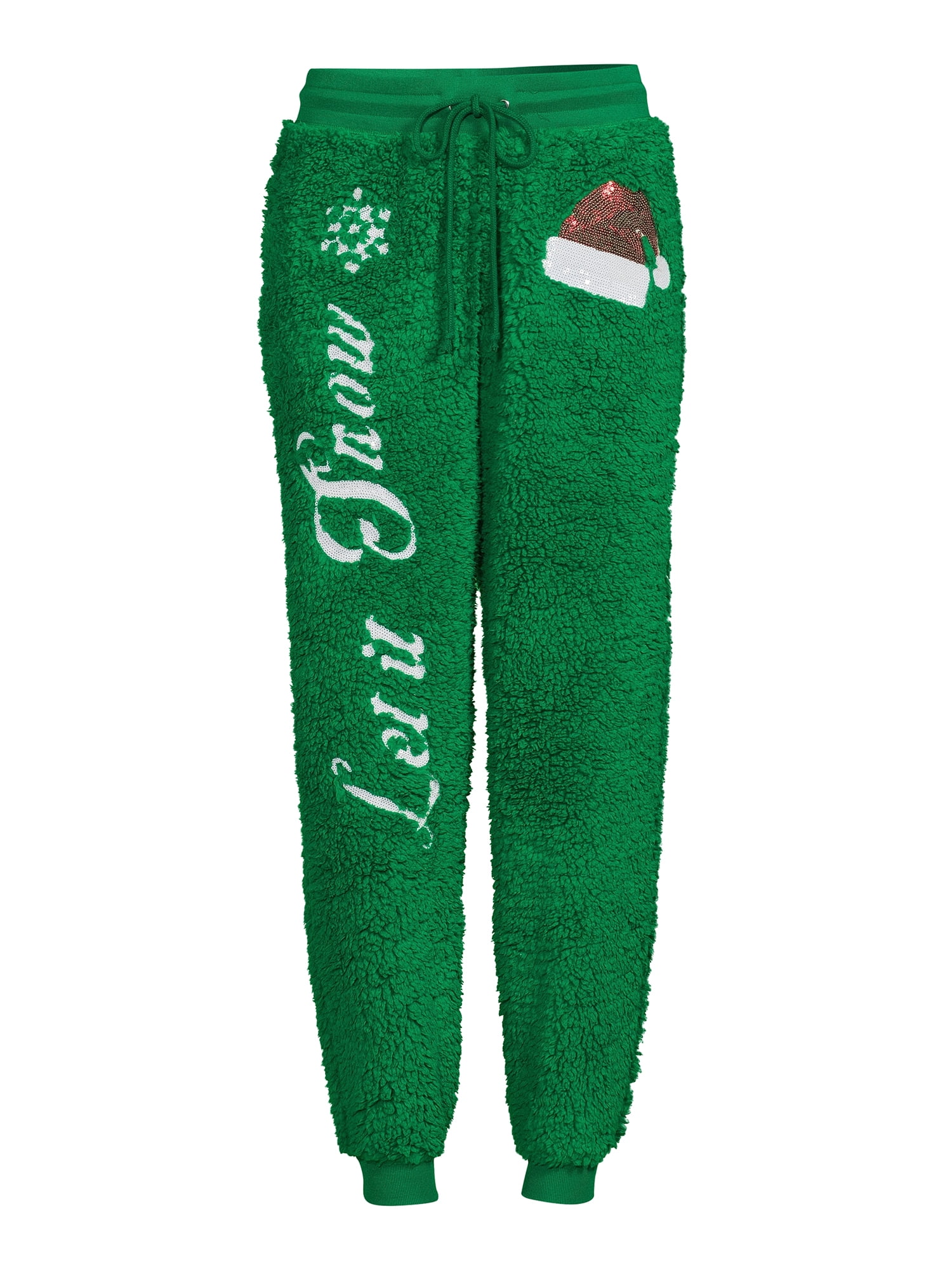 No Boundaries Juniors’ Christmas Faux Sherpa Joggers