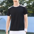 thumbnail image 1 of pstuiky Camisas de manga corta para hombre, Blusa deportiva informal de color liso con cuello redondo y manga corta elástica para hombre ropa de hombre m, 1 of 6