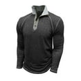 thumbnail image 4 of Penkiiy Men's Fashion Quarter-Zip Shirts Casual Long Sleeve Golf Shirts Solid Color Cotton Tops L Black, 4 of 6