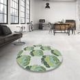 thumbnail image 3 of Ahgly Company Indoor Round Patterned Dirty White Gold Area Rugs, 8' Round, 3 of 6