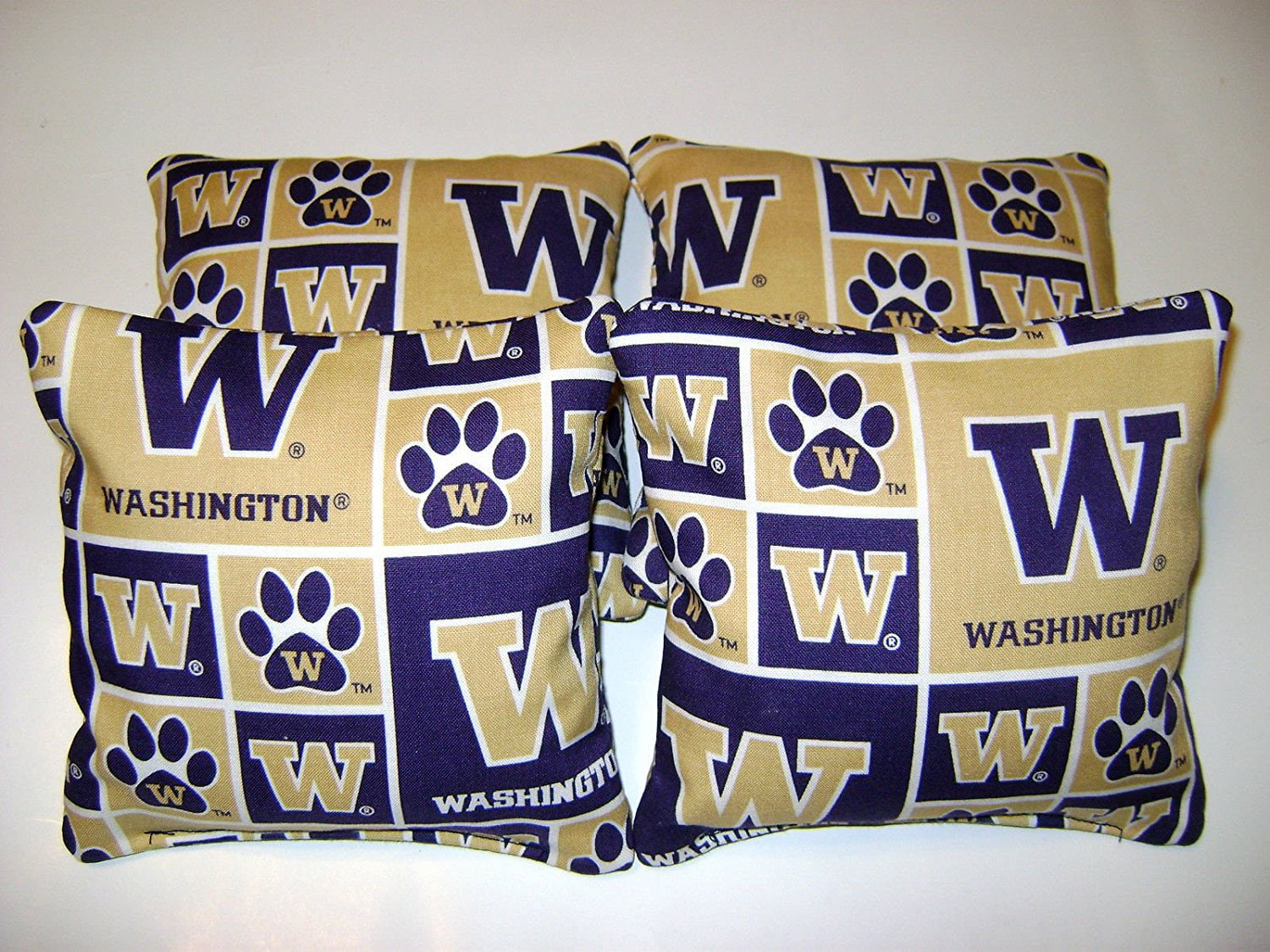 CORNHOLE BEAN BAGS made w University of WASHINGTON HUSKIES Fabric 8 ACA Reg Bags 