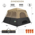 thumbnail image 5 of COBIZI 4-6-8 Person Family Camping Tent with Instant Pop-Up Setup, 10x9FT 210D Oxford Waterproof PU2000mm & Fire Resistant, Mesh Screen Windows, Wind Ropes and Stakes Included, Khaki, 5 of 7