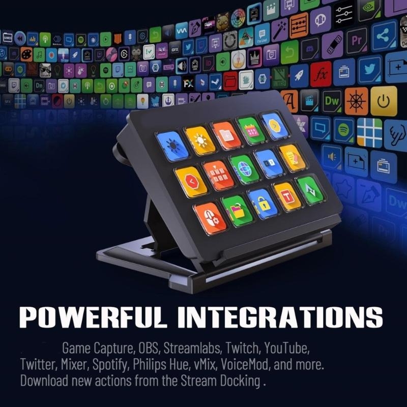 Customizable 15Key Ai Keyboard Stream Controller Deck For Live Broadcasting OBS Twitch YouTube For Content Creators