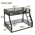 thumbnail image 6 of PAPROOS Bunk Bed Twin XL Over Queen Size, Low Floor Bunk Bed with Guard Rails, Metal Bunk Bed Frame with Ladder, Loft Bed for Dorms, Bedroom, No Box Spring Needed, Black, 6 of 6