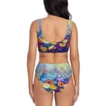thumbnail image 3 of Wukai Spring Flower Seasonal Women's Bikini Set Two Piece,wimsuit High Waisted V Neck Twist Front Adjustable Spaghetti Straps Bathing Suit-XX-Large, 3 of 7