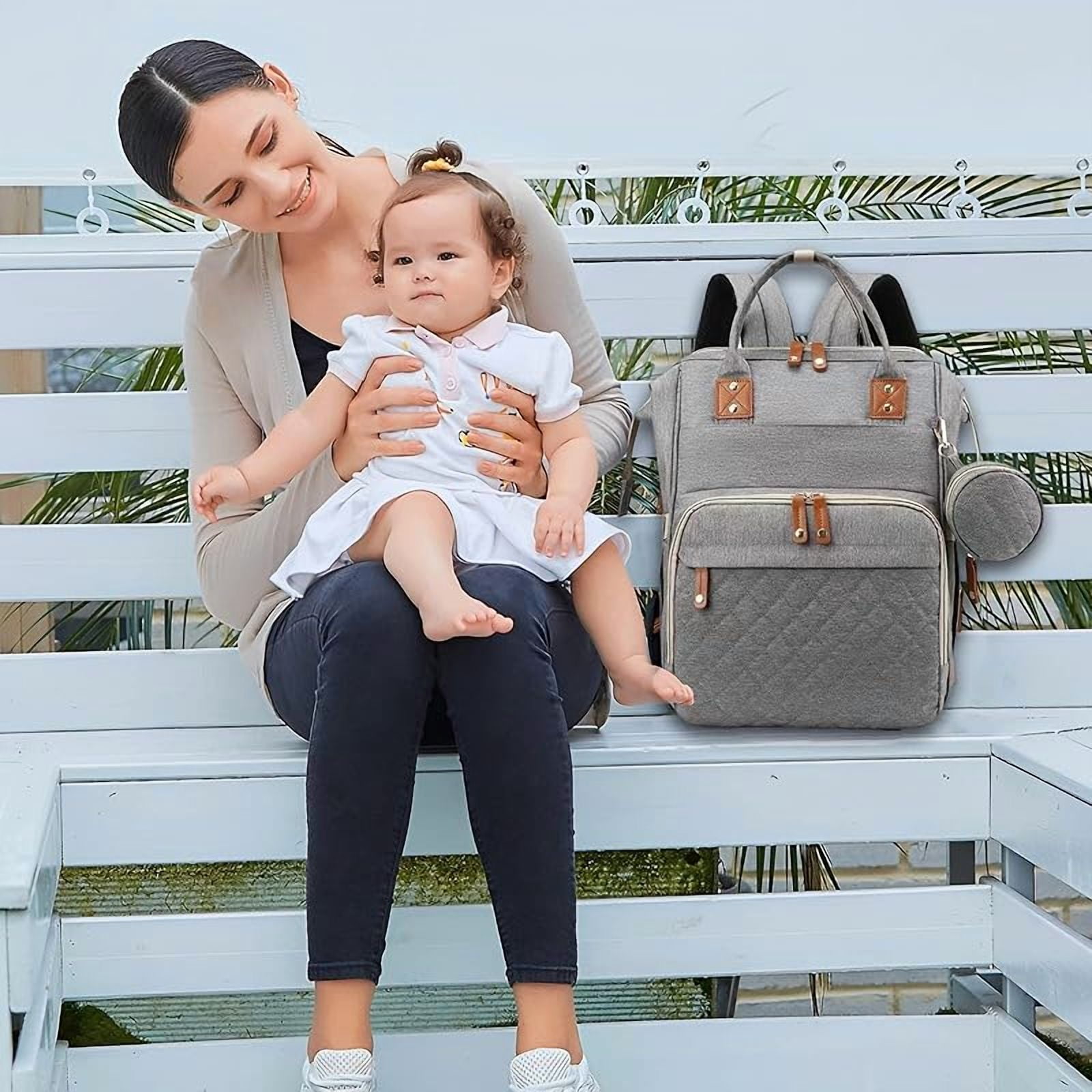 Diaper Bag Backpack with Changing Station, Foldable for Bady Toddler, 3 in 1 Large Capacity Newborn Essentials Organizer with Stroller Hook for Girls and Boys