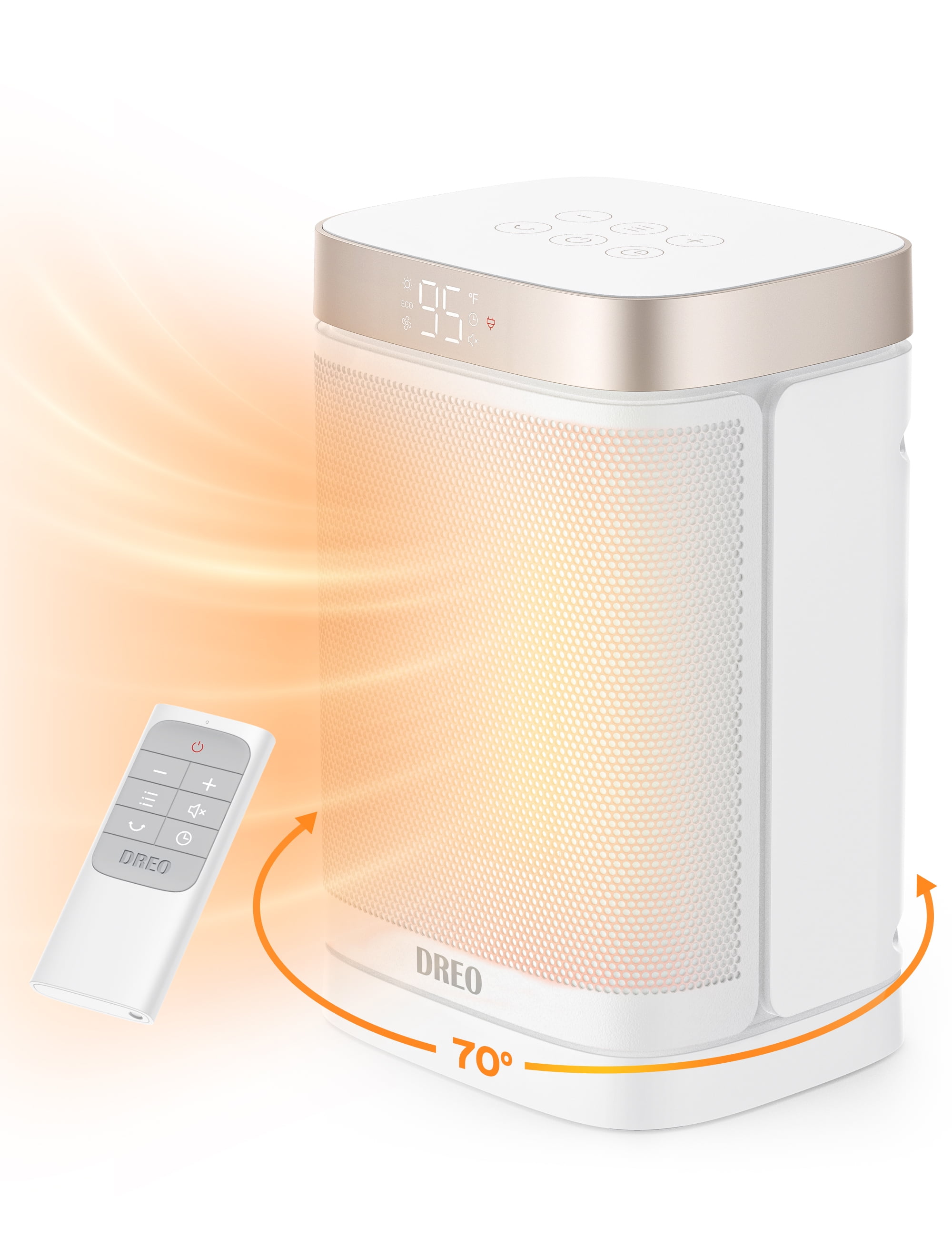 Dreo Atom One Space Heater with Remote, 70°Oscillating Electric Heaters