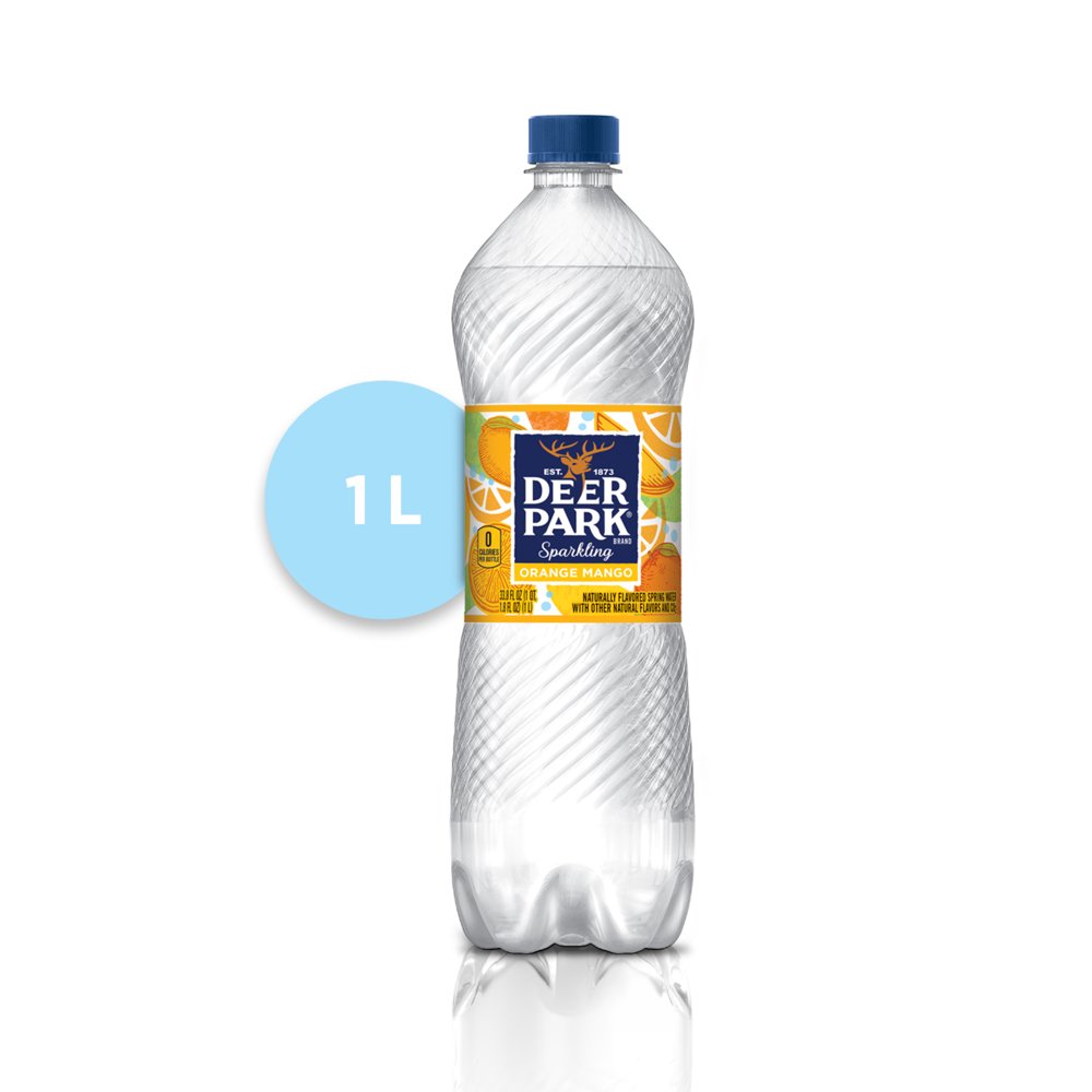 Deer Park Sparkling Water, Orange Mango, 33.8 oz. Plastic Bottle