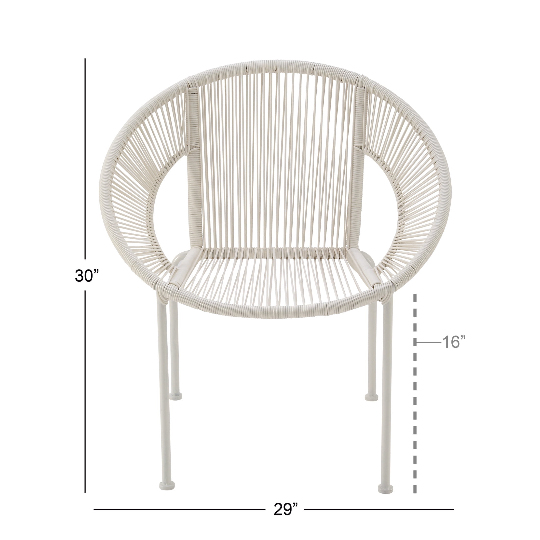 DecMode Plastic Rattan Outdoor Chair - White