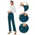 thumbnail image 6 of Boli Women's Pants Solid Color Elastic Waist Work Office Straight Leg Casual Pants，Size S-2XL, 6 of 7
