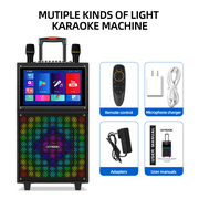 2025 Upgraded Karaoke Machine with Lyrics Display Screen for Adults, All in One with 15 Inches Tablet, Bluetooth Speaker with 2 Wireless Mics, DJ Lights, Portable Karaoke System for Party